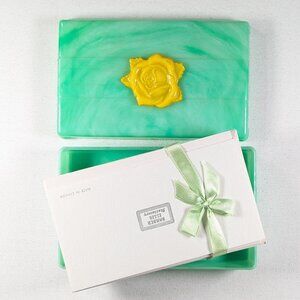 Mint Green plastic stationery box made in Canada
